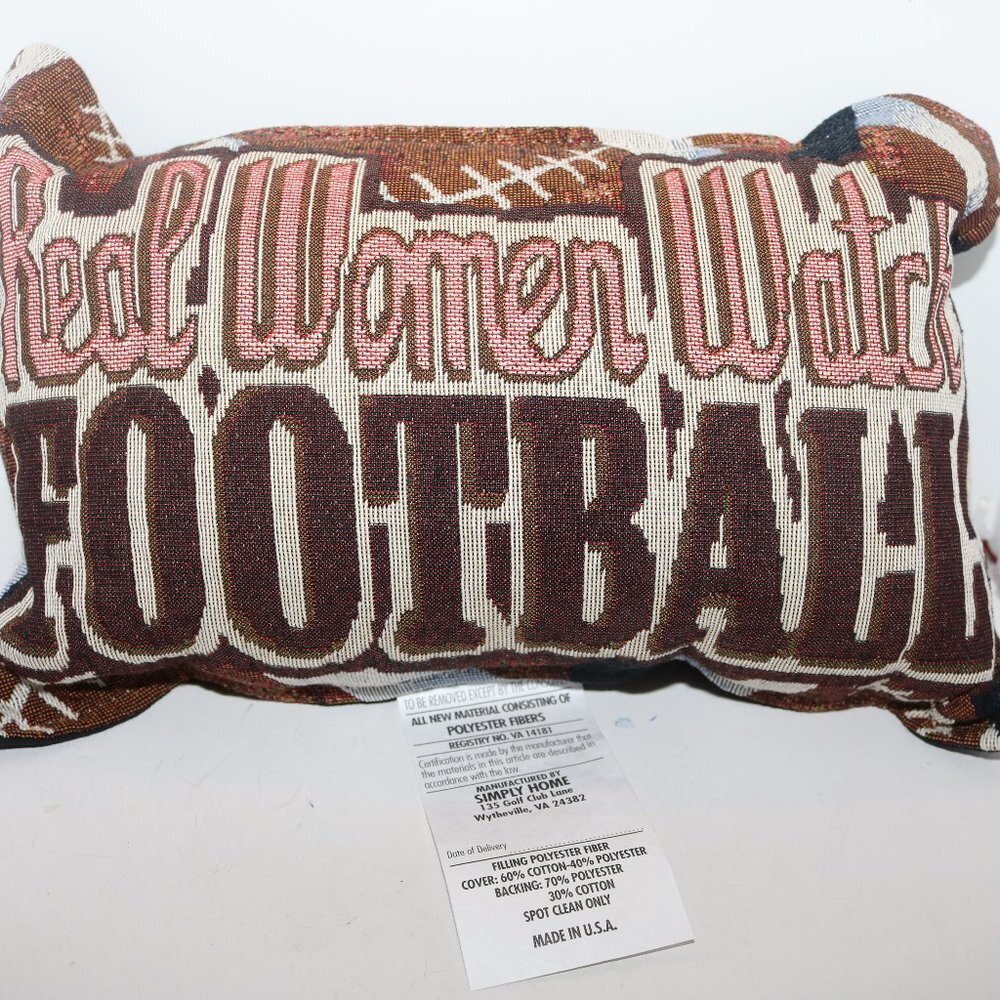 Real Women Watch Football small throw pillow size is 9x12 new in package